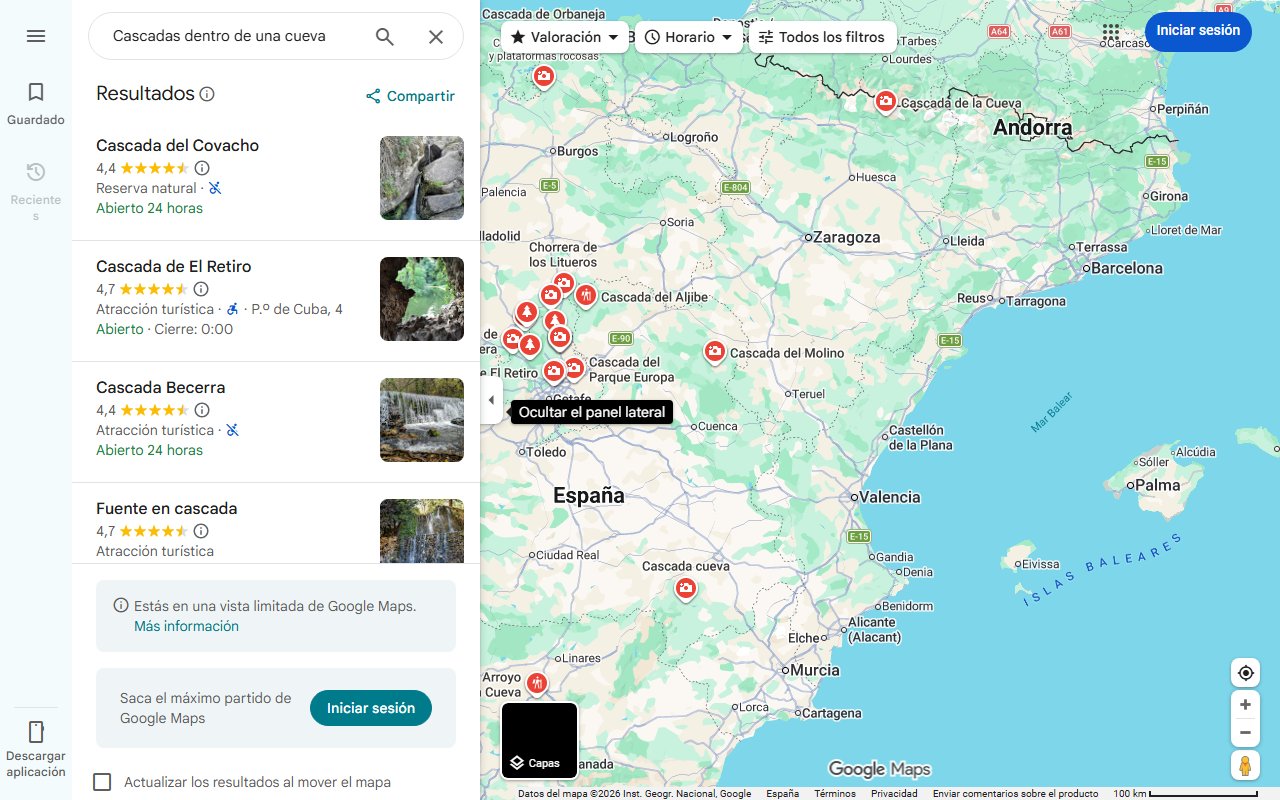 Mapa de Cascadas dentro de una cueva: un fenómeno natural que se puede descubrir en esta provincia andaluza