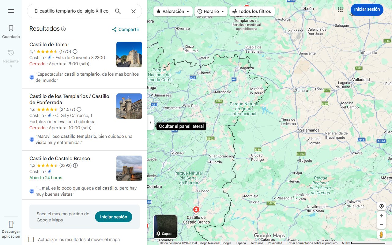 Mapa de El castillo templario del siglo XIII con vistas a Portugal que sigue intacto y nadie visita