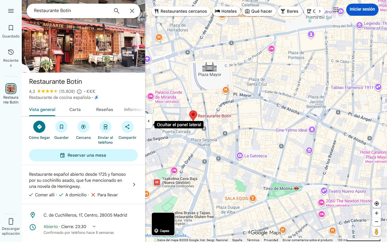 Mapa de El restaurante más antiguo del mundo está en Madrid: tiene el mejor cochinillo y cordero asado