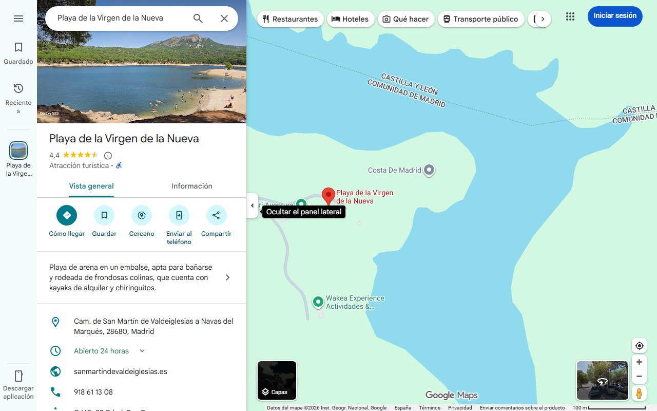 Mapa de Es una de las playas de interior más bonitas de España, según la revista 'Viajar': dentro de un Pueblo Mágico famoso por sus vinos y calles palaciegas