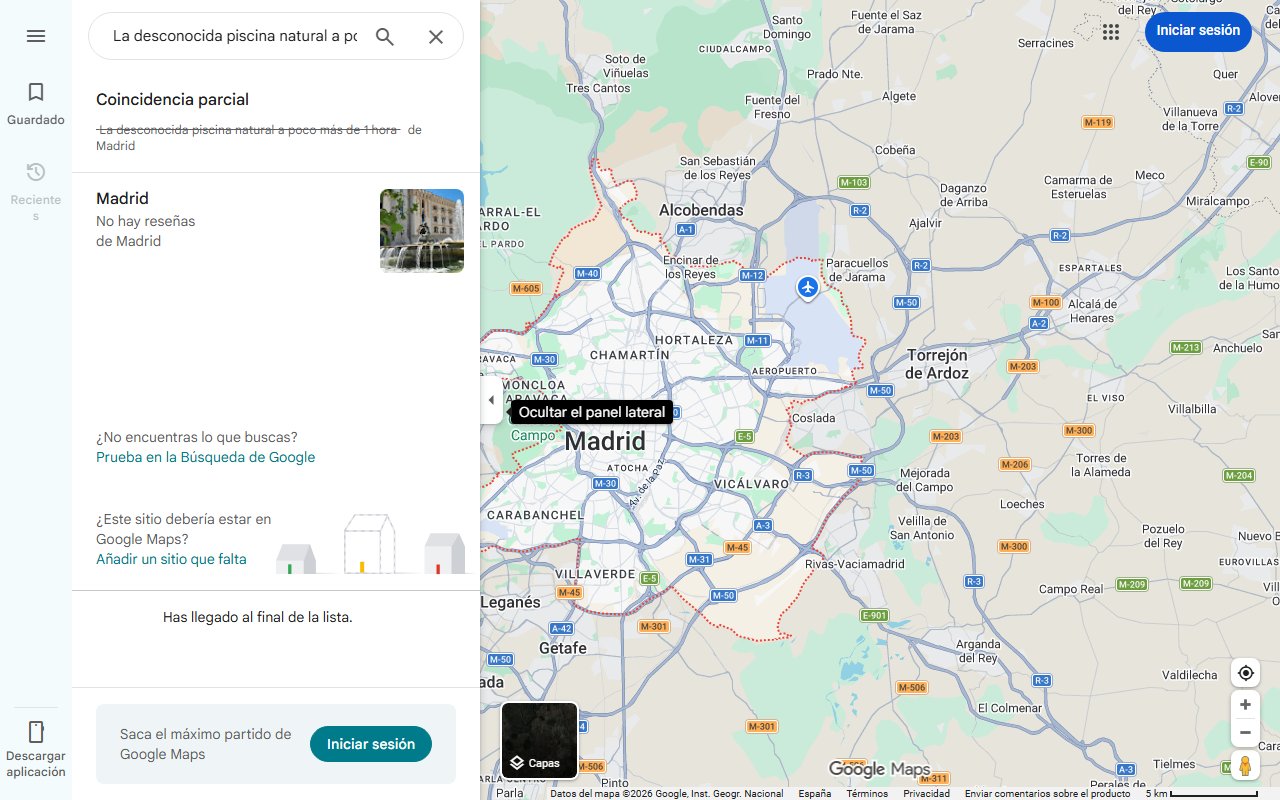 Mapa de La desconocida piscina natural a poco más de 1 hora de Madrid: un oasis en plena naturaleza conocido como 'la costa roja'