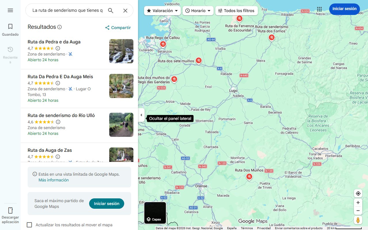Mapa de La ruta de senderismo que tienes que hacer sí o sí en Galicia: atraviesa un frondoso bosque y acaba en unas cascadas